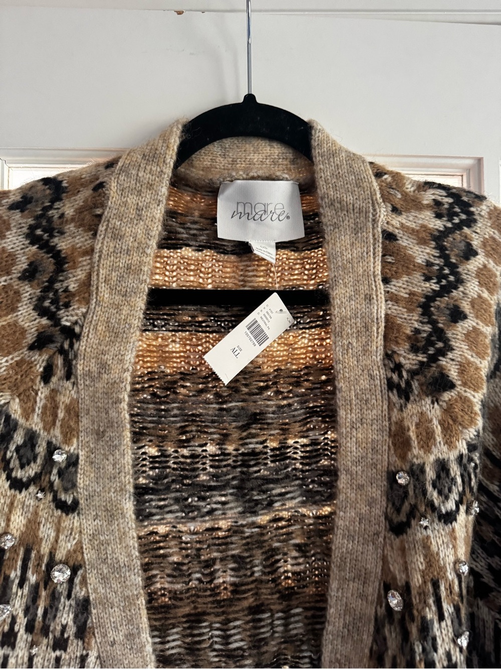 NWT Anthropologie Mare Mare Embellished Fairisle Cardigan Sweater - Picture 7 of 8